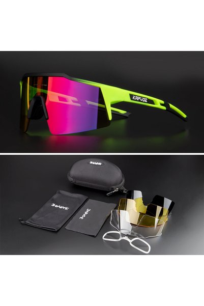 KAPVOE 4 lens 09 Polarized Cycling Sunglasses Outdoor Bicycle Glasses Men MTB...