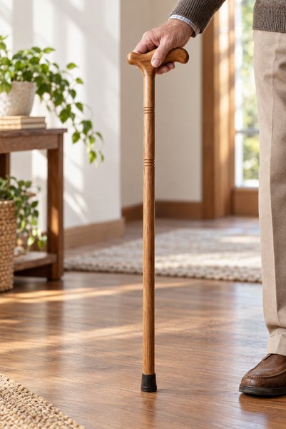 Yenilig 5 Adet Klasik Ahşap Baston – El İşçiliği, Güvenli Yürüyüş Desteği Ve Ergonomik Tutma Sapı, Wooden Cane