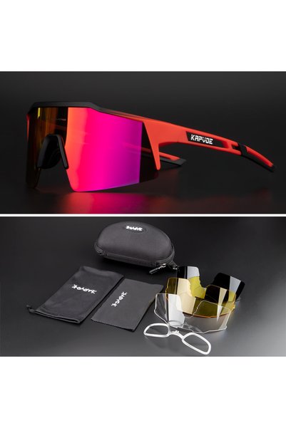 KAPVOE 4 lens 05 Polarized Cycling Sunglasses Outdoor Bicycle Glasses Men MTB...