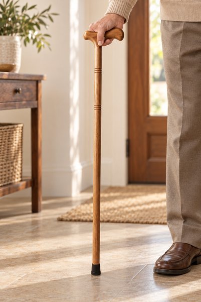 Yenilig 1 Adet Klasik Ahşap Baston – El İşçiliği, Güvenli Yürüyüş Desteği Ve Ergonomik Tutma Sapı, Wooden Cane