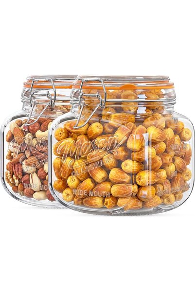 GENERAL 1900ml Glass Jars with Airtight Lid for Storage
