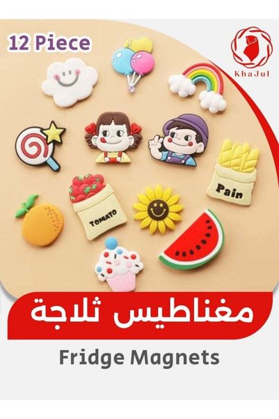 KHAJUL مجموعة من 12 قطعة مغناطيس ثلاثي الأبعاد مصنوع من الراتنج، مغناطيسات لط...