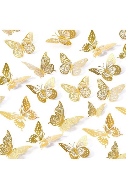 VIUAUAX 24-Piece 3D Butterflies Wall Stickers,3D Butterfly Decorative Wall St...