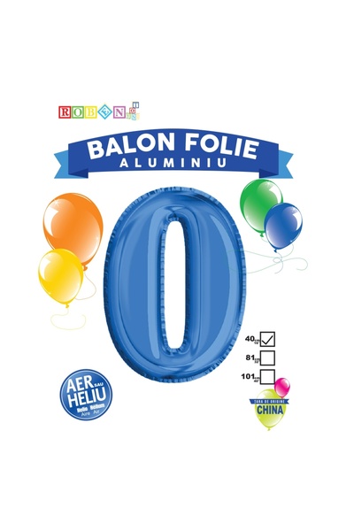OEM Balon folie număr 0, albastru, 40 cm, set de 10
