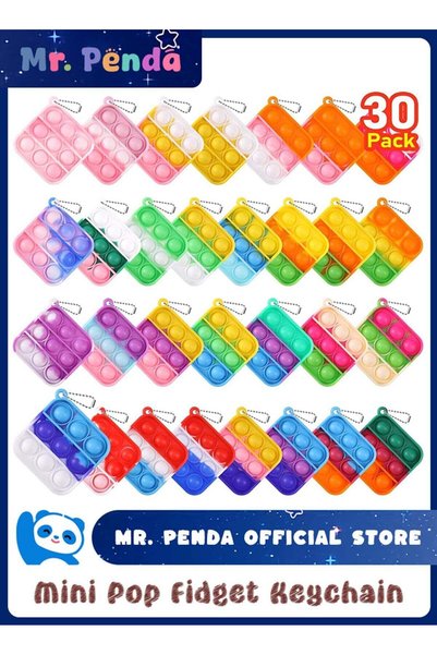 Mr. Penda 30 Pack Mini Pop Fidget Keychain, Kids Party Favors Fidget Toys Bul...