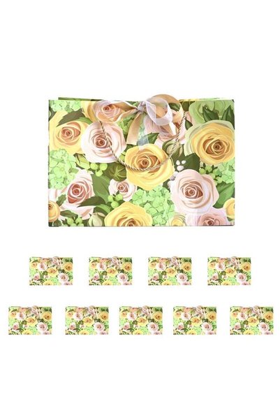 Via Saffi Gift Bags Set 2PCS, Large Floral Gift Bags with Handles, 4 Ribbons ...