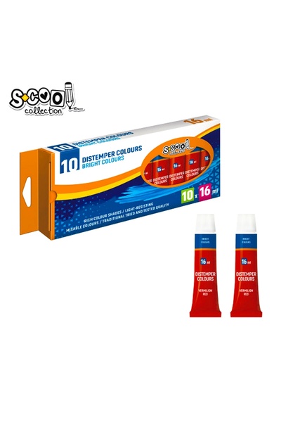 S COOL Vopsea temperă roșie, tuburi de 16 ml, set de 10 - S-COOL