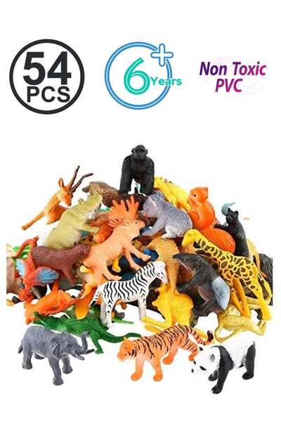 ValeforToy 54-Piece Mini Jungle Animals Toys Set 1.9X9.7X4.3inch