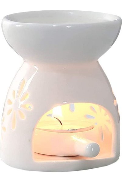 XIUWOO 2-Piece Ceramic Oil Burner With Candle Holder Set White One Size
