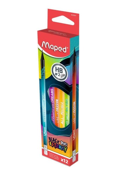 Maped Graphite Pen Energy Hb Eraser Box X12