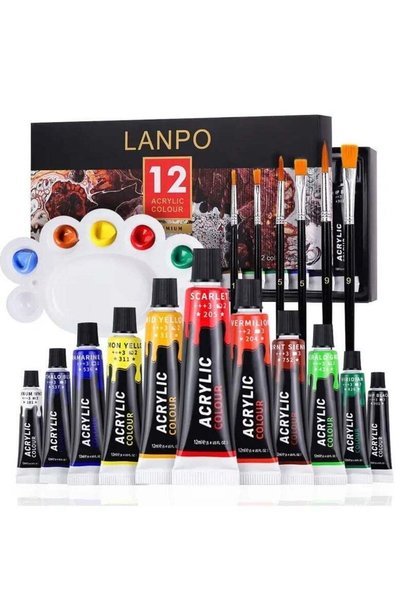 LanpoVista Lanpo 12 Colors Acrylic Paint Set(12ml/0.4oz), Painting Art Set Wi...