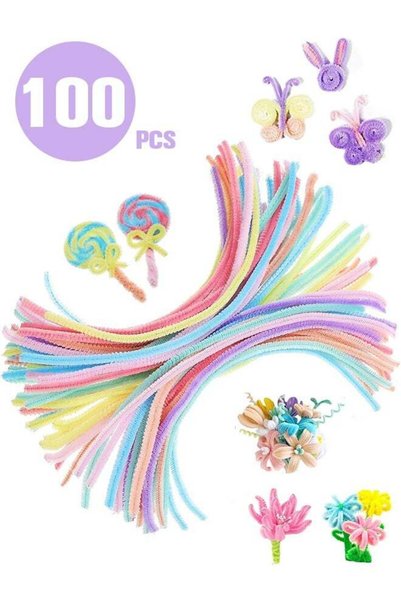 Lemon 100Pcs Top Twisting Stick, Fuzzy Craft DIY, Colorful Fuzzy Wire Craft P...