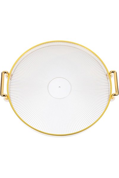 PRETYZOOM round Storage Tray with Handle Lightweight Portable Snack Serving P...