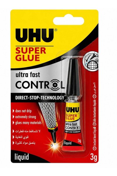 Uhu Super Glue Ultra Fast Control Liquid 3g | Precision No-Drip Instant Adhes...