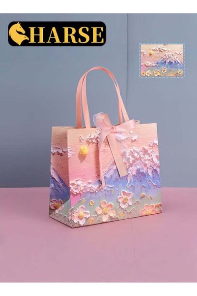 Harse Oil Painting Style Gift Bag, Birthday Gift Box, Envelope Packaging Bag,...