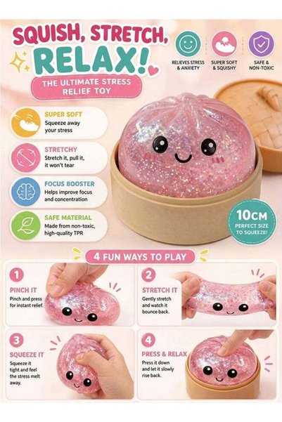 Pearlora Home Pearlora Glitter Dumpling Squishy Toy with Steamer Box, Soft Sq...