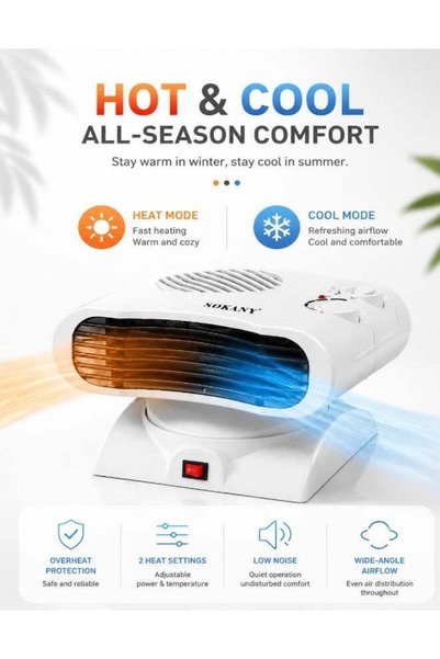 SOKANY Fan Heater, Mini Desktop Heater, 2000W Cool/Warm/Hot Wind Selection, 3...