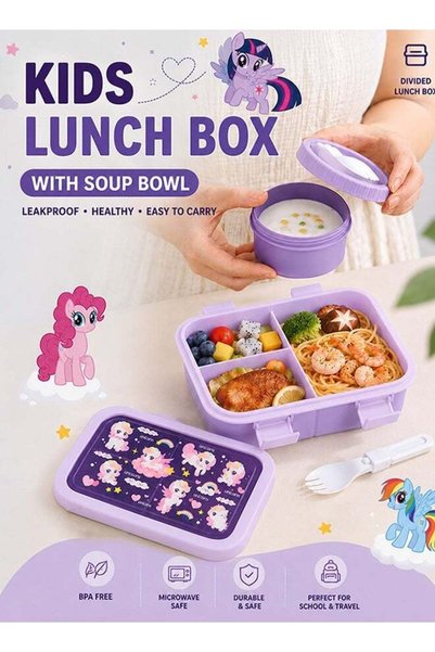 YIM-VIBEHAUS Kids Lunch Box, 1250 ML Bento Box with Cutlery and Soup Bowl, 3 ...