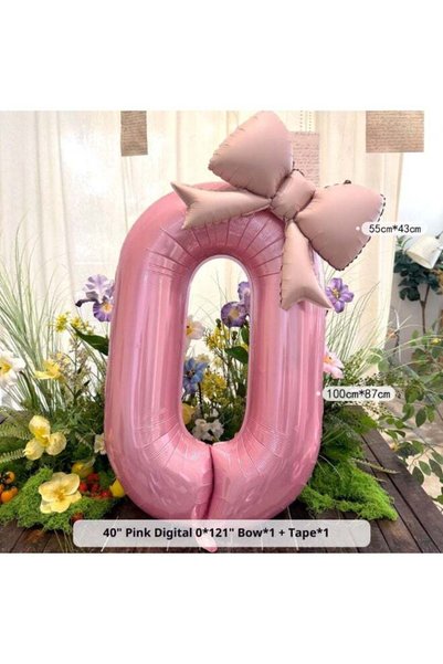 Generic بالون وردي بحجم 40 بوصة على شكل رقم 6، لتزيين حفلة عيد ميلاد الطفل ال...