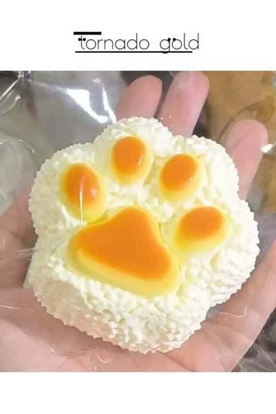 tornado gold Cat Paw Rice Ball Knead Squeeze Toy Imitation Silicone Slow Rebo...