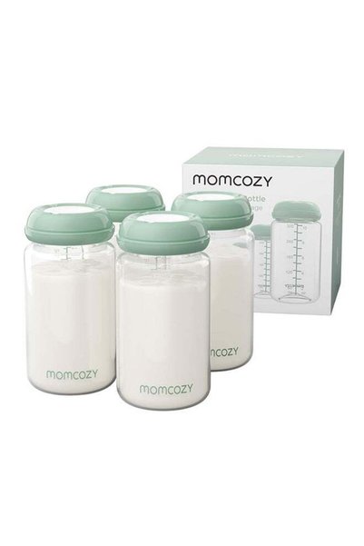 Momcozy عبوة واسعة الفتحة لحفظ حليب الأم، سعة 11 أونصة - عبوة من 4 قطع - خالي...