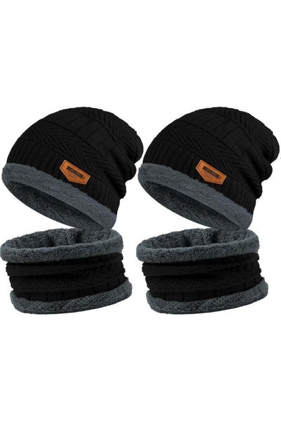Generic 2 Pairs Winter Thick Hat And Scarf for Men Women Neck Warmer Cold Wea...