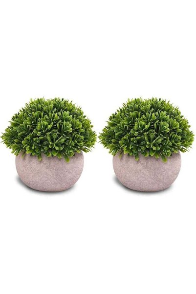 Arabest 2 Pots Artificial Plants Small Faux Plants Mini Fake Plants Cute Arti...