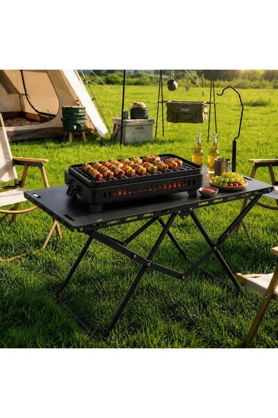 Snooe Camping Table, Beach Table, Camping Side Table, Foldable, One-click sto...