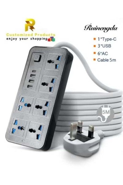 GENERAL Ruinengda 5 meters Universal Extension Lead with Multiple Function UK...