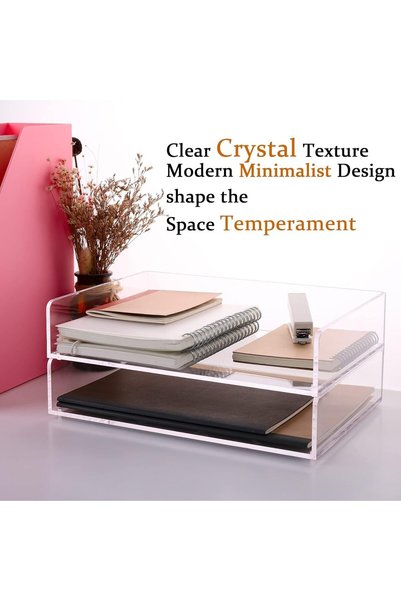 Slasa Paper Organizer Tray Clear Acrylic Desk Organizers Accessories Stackabl...