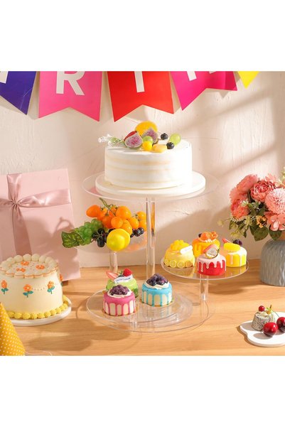 Slasa 4 Tier Rotatable Clear Cupcake Stand Round Cake Combo 50 Cupcakes Tower...
