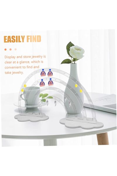 Slasa 2pcs Earring Display Stand Girls Holder Kids Jewelry Acrylic Trays Show...