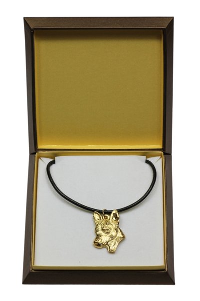 Art - Dog Colier pentru câini placat cu aur Basenji în cutie cadou — Pandanti...