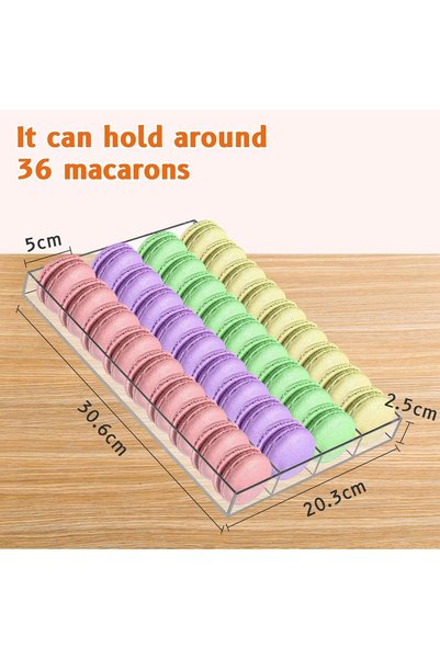 Slasa Acrylic Macaron Display Tray 4 Slot Transparent Dessert Stand 30.6 x 20...