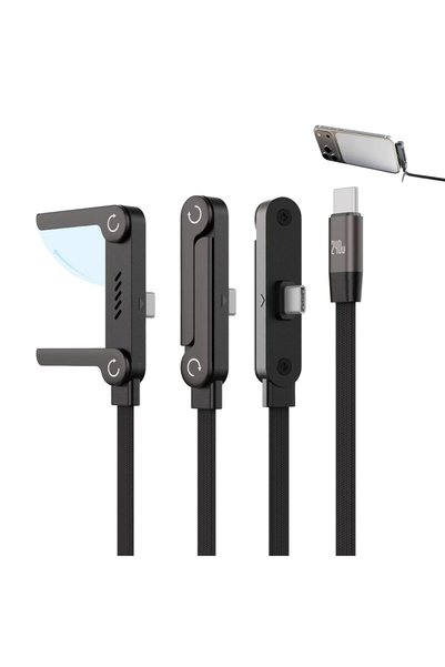 GENERAL كابل شحن USB-C إلى USB-C مجدول بقوة 240 واط مع حامل قابل للطي، سلك شح...