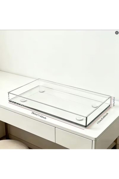 Slasa Acrylic Cosmetic Tray Vanity Storage & Display Organizer 2.5x29x17 cm