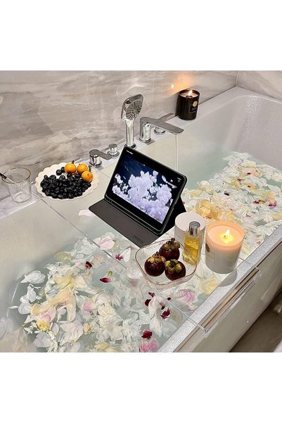 Slasa Acrylic Bathtub Caddy Tray Bath Trays Bedroom Kitchen Coffee Table Deco...