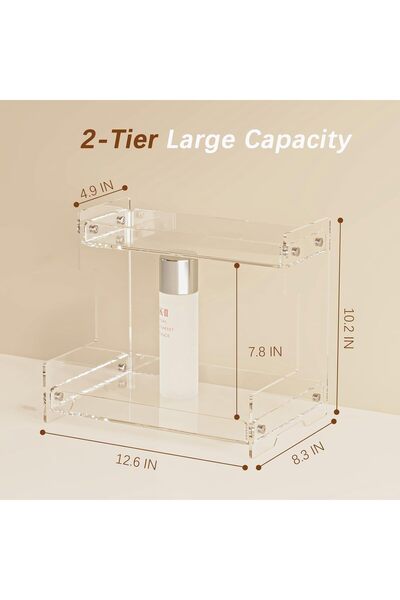 Slasa 2-Tier Acrylic Bathroom Counter Organizer Clear Corner Vanity Shelf 32 ...