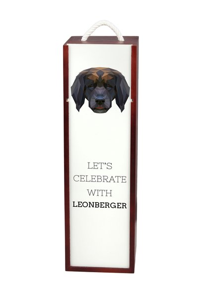 Art - Dog Cutie de vin din lemn Art-Dog Leonberger cu design geometric cu câi...
