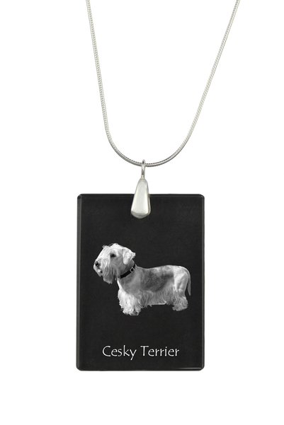 Art - Dog Colier cu pandantiv de cristal Art-Dog pe lanț placat cu argint, Că...