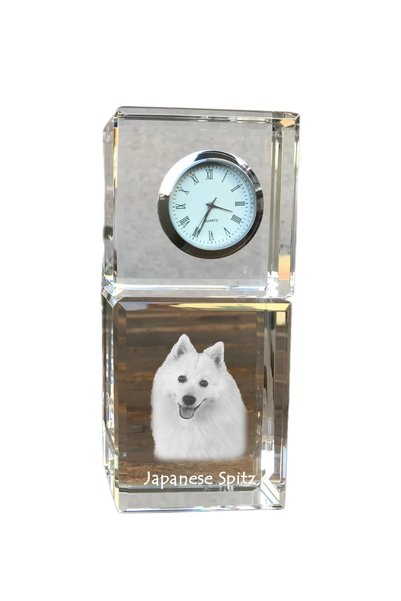 Art - Dog Ceas de cristal Art-Dog Spitz japonez, de masă, cu gravură cu câine