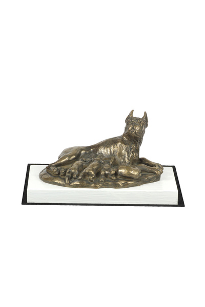 Art - Dog Figurină Art-Dog Boxer din bronz turnat la rece pe bază de lemn vop...