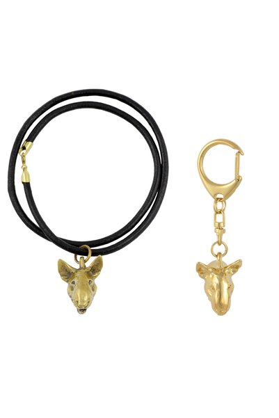 Art - Dog Set Breloc și Colier Art-Dog Bull Terrier - Cap de Câine Placat cu ...