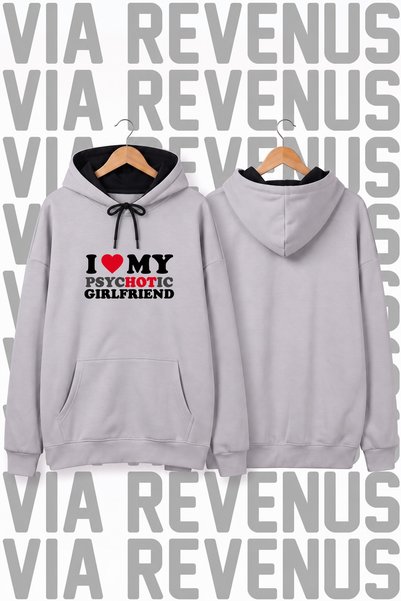 Vordevia "I Love My psycHOTic Girlfriend" Printed Unisex Oversized Hoodie - 3...