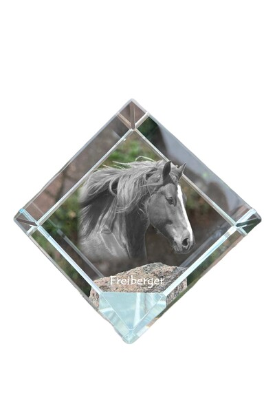 Art - Dog Prespapier cub de cristal Art-Dog, cal Freiberger cu gravură de cal