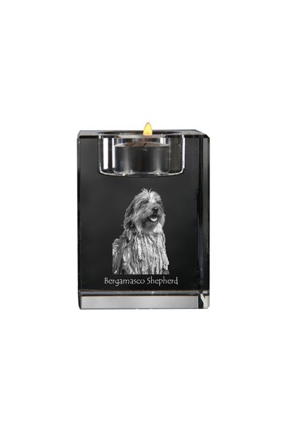 Art - Dog Art-Dog Suport de lumânări din cristal cu câine Bergamasco și gravură