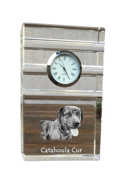 Art - Dog Ceas de cristal Art-Dog Catahoula Leopard, de masă, cu gravură de c...