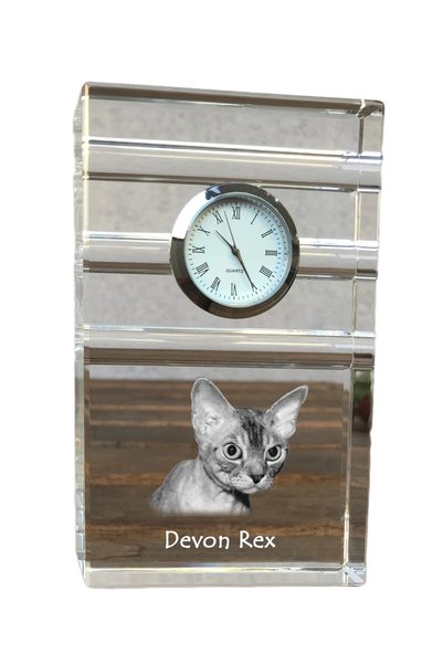 Art - Dog Ceas de cristal Art-Dog Devon Rex, de masă, cu gravură cu pisică
