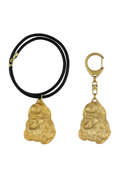Art - Dog Set breloc și colier Art-Dog Poodle - Cap de câine placat cu aur de...