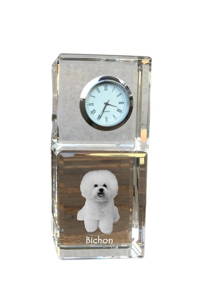 Art - Dog Ceas de cristal Art-Dog Bichon Frise, de masă, cu gravură cu câine